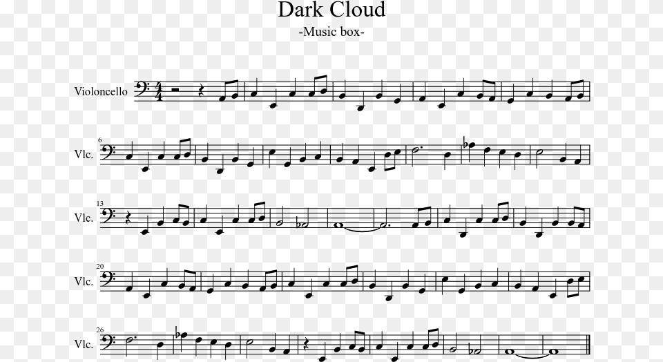 Dark Cloud Sheet Music 1 Of 1 Pages Document, Gray Png Image