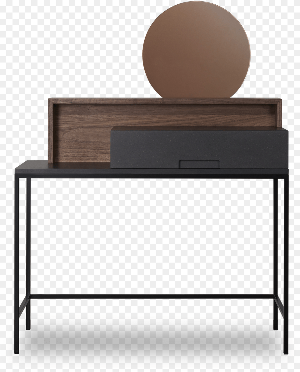 Dark Dressing Table With Mirror, Desk, Furniture, Sideboard, Cabinet Free Png