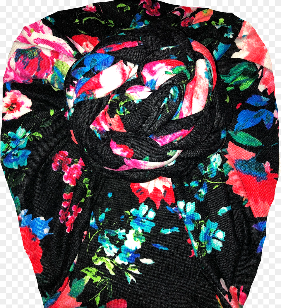 Dark Floral Print Ladies Turban Scarf Free Transparent Png