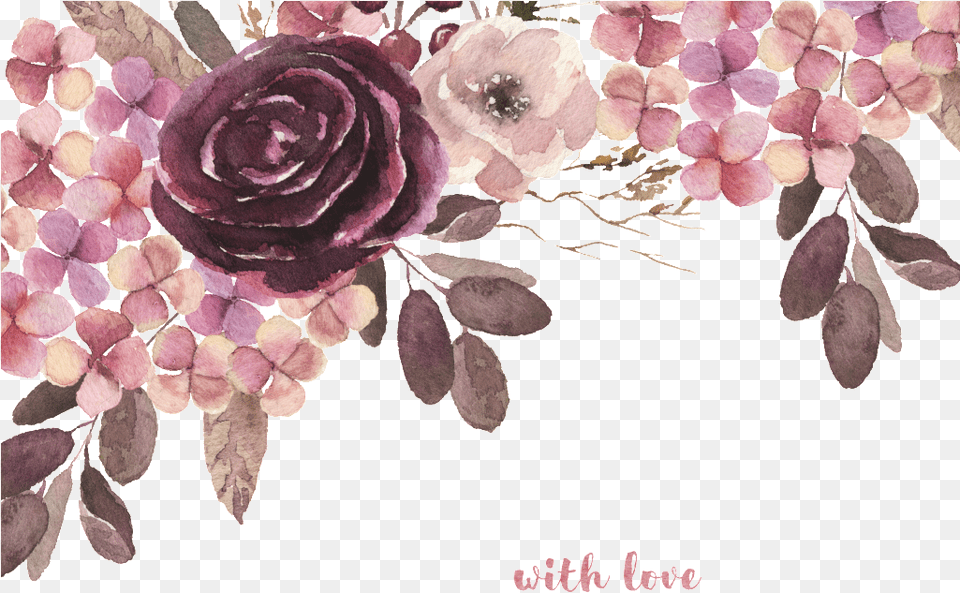 Dark Floral Watercolor Hand Painted Watercolor Painting, Art, Plant, Pattern, Graphics Free Png