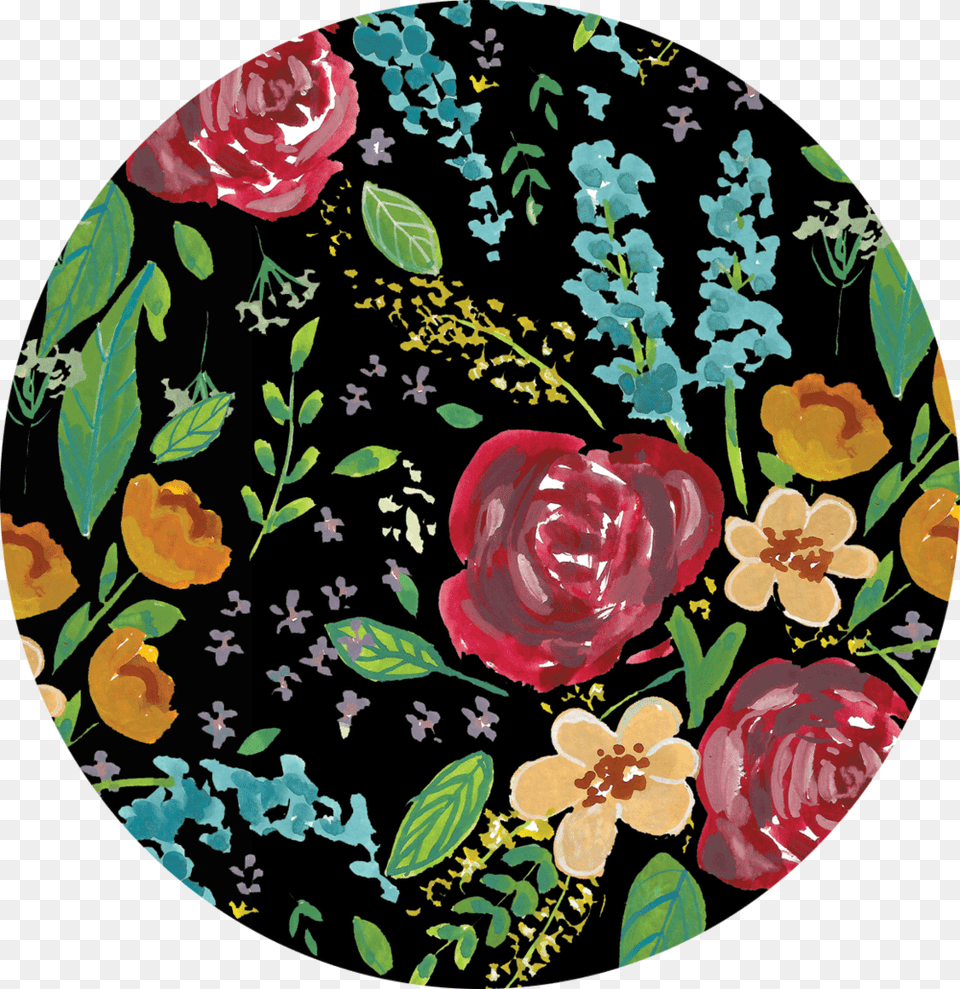 Dark Florals Pattern Circle Artificial Flower, Art, Plant, Rose, Graphics Free Png Download