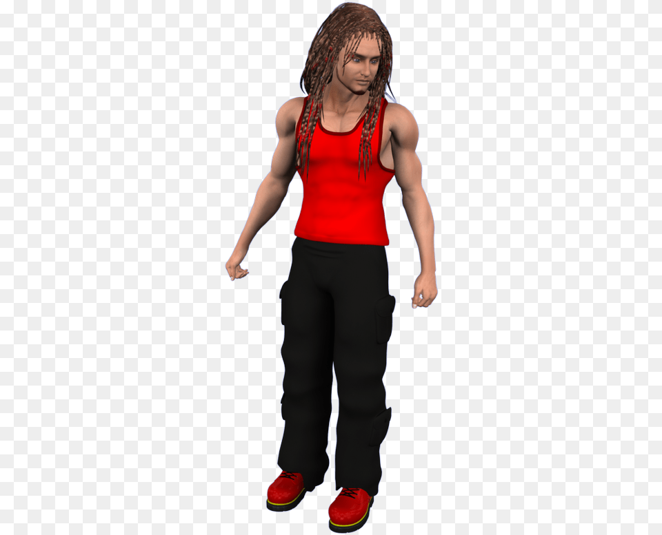 Dark Green Eyes With Jeff Hardy Style Braided Standing, Person, Child, Clothing, Pants Free Png Download