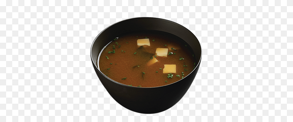 Dark Miso Soup, Bowl, Dish, Food, Meal Png Image