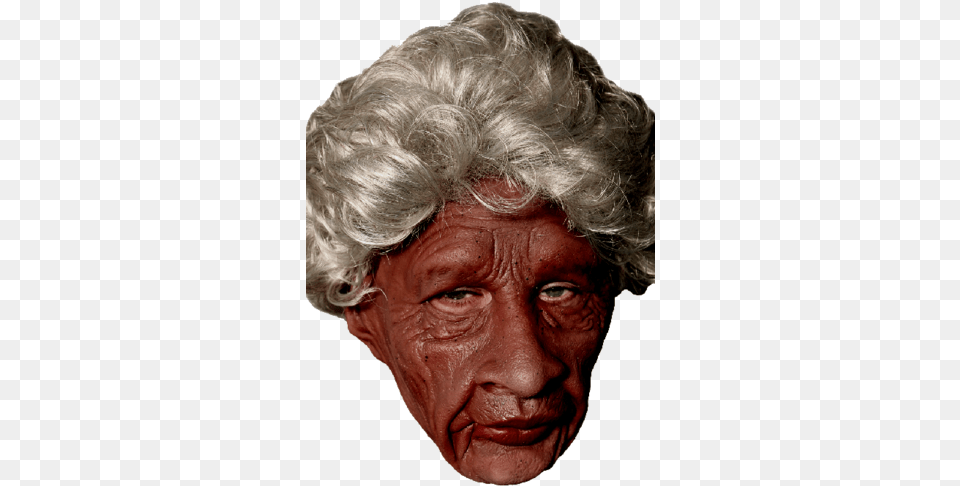 Dark Old Lady Female Mask With Hair Old Lady Hair, Adult, Photography, Person, Man Free Png Download