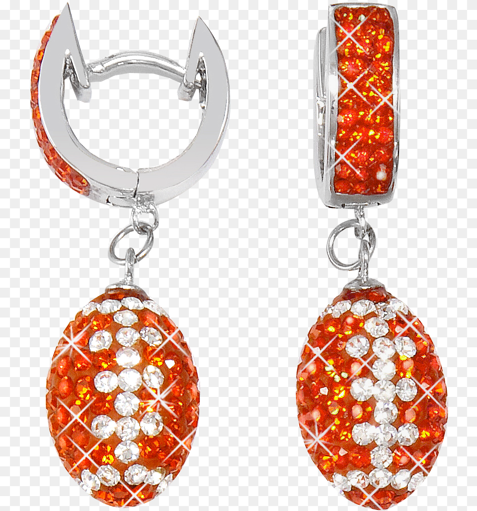 Dark Orange And White Football Earrings Earrings, Accessories, Earring, Gemstone, Jewelry Free Transparent Png