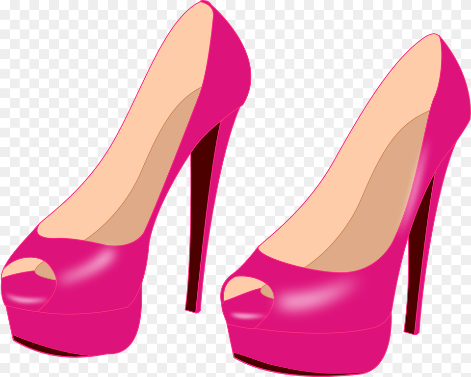 Dark Pink High Heeled Shoes Clipart, Clothing, Footwear, High Heel, Shoe Png Image