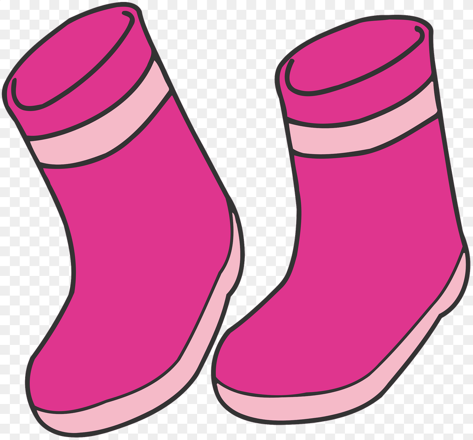 Dark Pink Wellington Boots With Light Pink Accents Clipart, Clothing, Footwear, Shoe, Boot Free Png