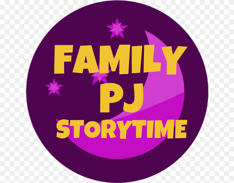 Dark Purple Circle With The Words Family Pj Storytime, Logo, Symbol Png Image