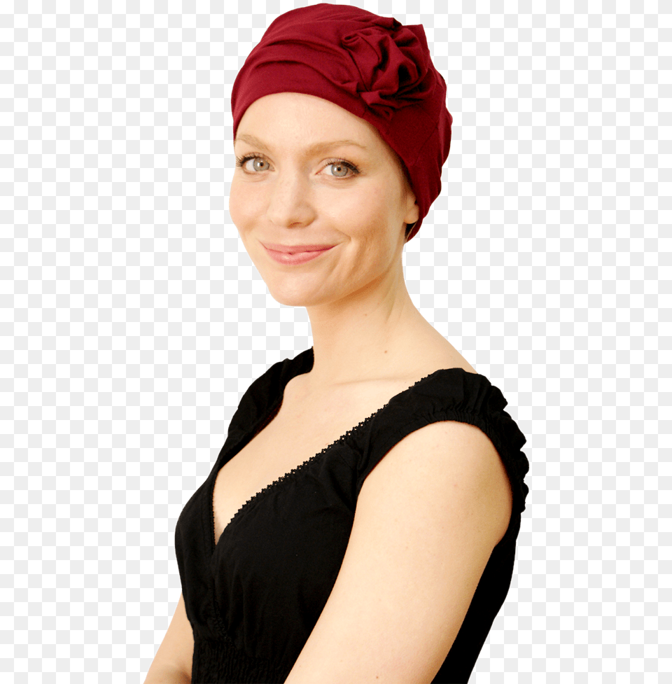 Dark Red Hat For Cancer Girl, Adult, Person, Female, Clothing Png Image