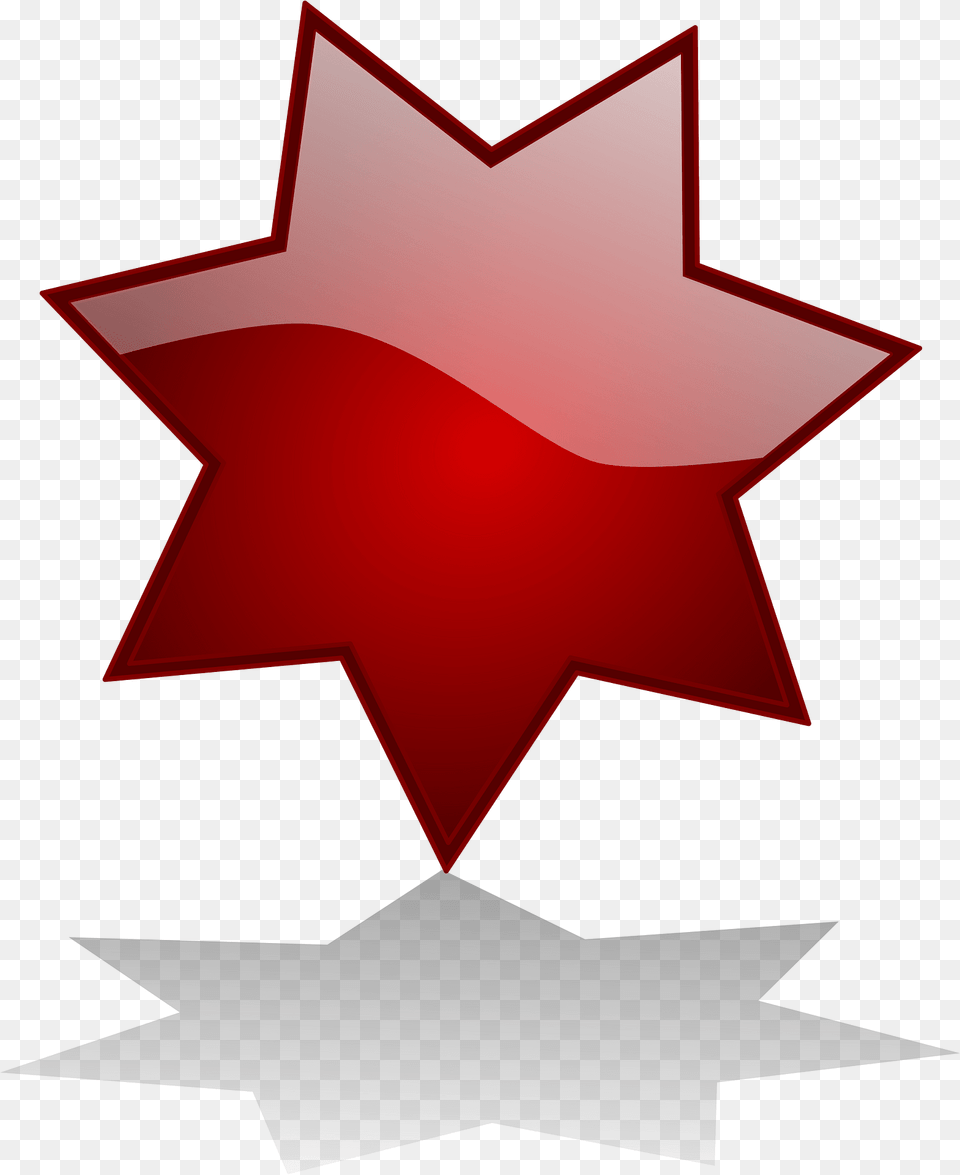 Dark Red Heptagram Star With Shadow Clipart, Leaf, Plant, Star Symbol, Symbol Free Png Download