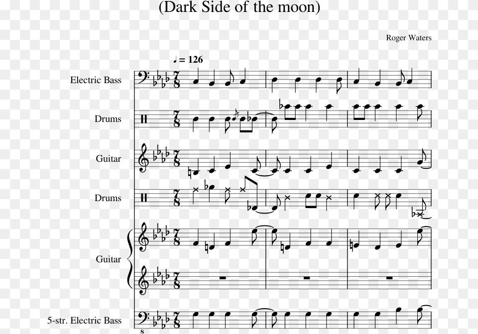Dark Side Of The Moon Sheet Music, Gray Free Transparent Png