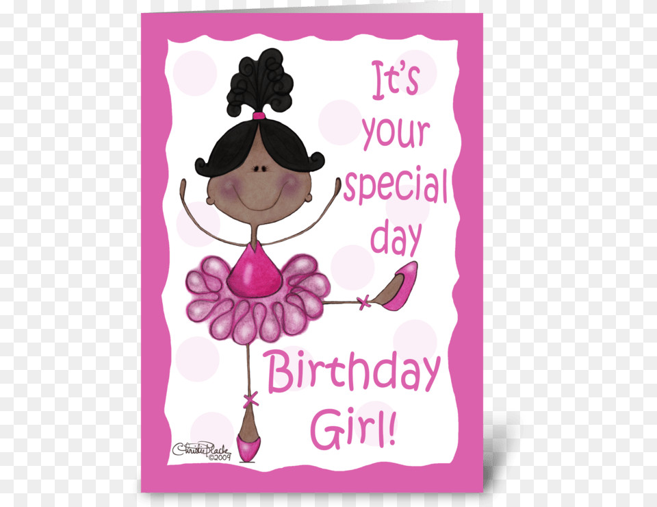 Dark Skin Ballerina Birthday Girl Greeting Card Happy Birthday African American Girl, Mail, Envelope, Greeting Card, Person Free Transparent Png