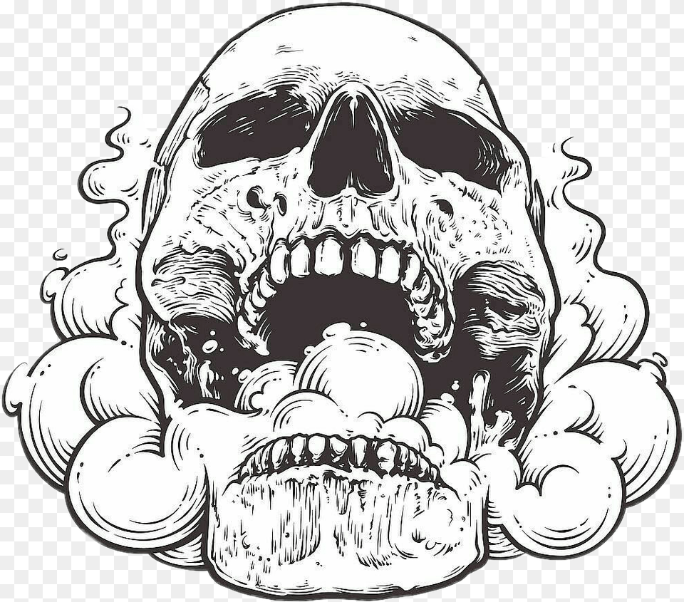 Dark Smoke Skull With Mouth Open Drawing, Art, Person, Teeth, Body Part Png Image