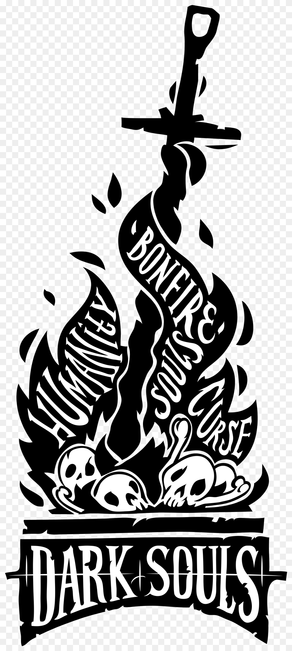 Dark Souls Bonfire Merchandise Clipart Dark Souls Bonfire, Stencil, Emblem, Symbol, Text Free Png