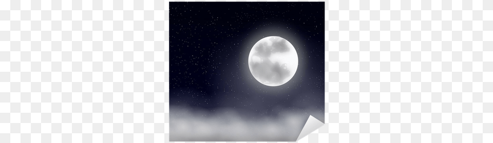 Dark Starry Night Cluds And Full Moon Sticker Pixers Moon, Astronomy, Full Moon, Nature, Outdoors Free Png Download