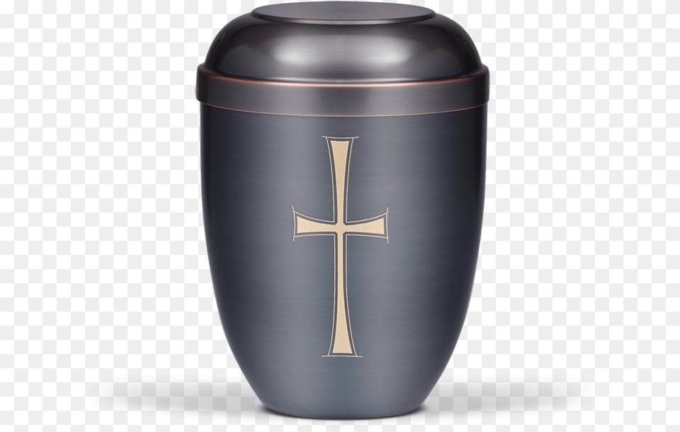 Dark Tinted With Gold Cross Funeral Cremation Ashes Urn For Adult 725 Funerary Urn, Jar, Pottery, Bottle, Shaker Free Png