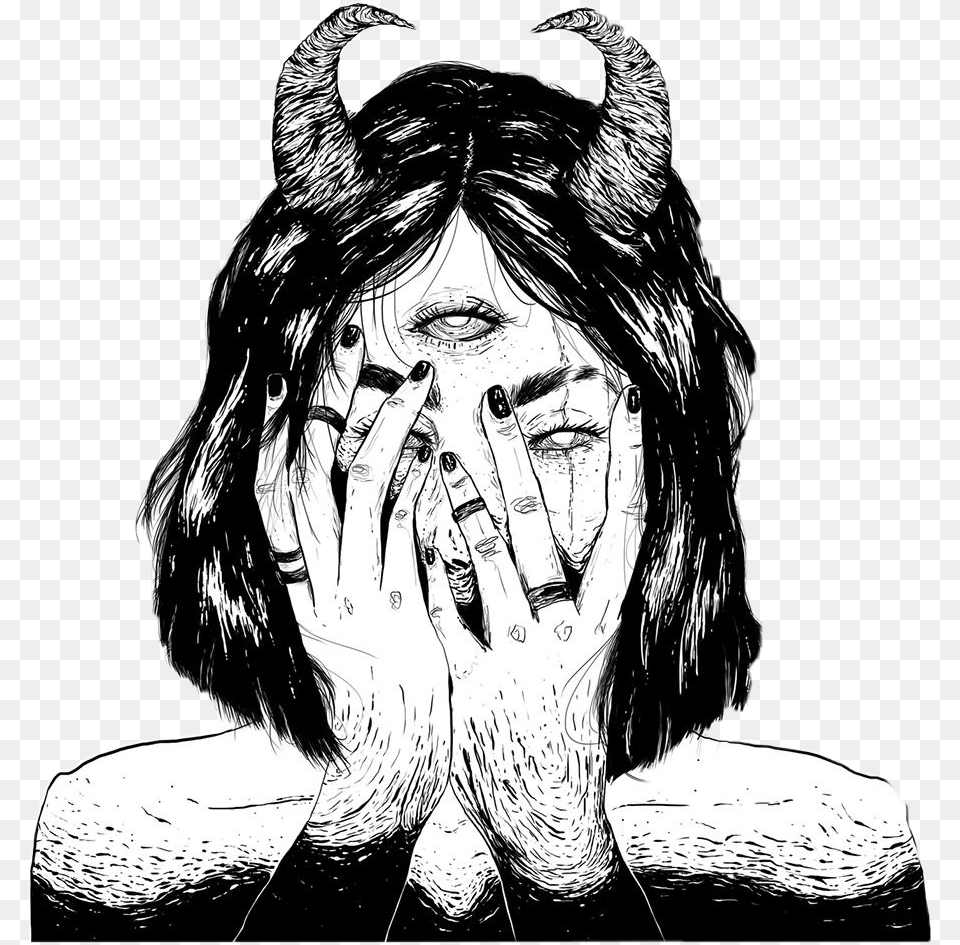 Dark Tumblr Drawing Art Demon Freetoedit Demon Drawings, Adult, Female, Person, Woman Png Image