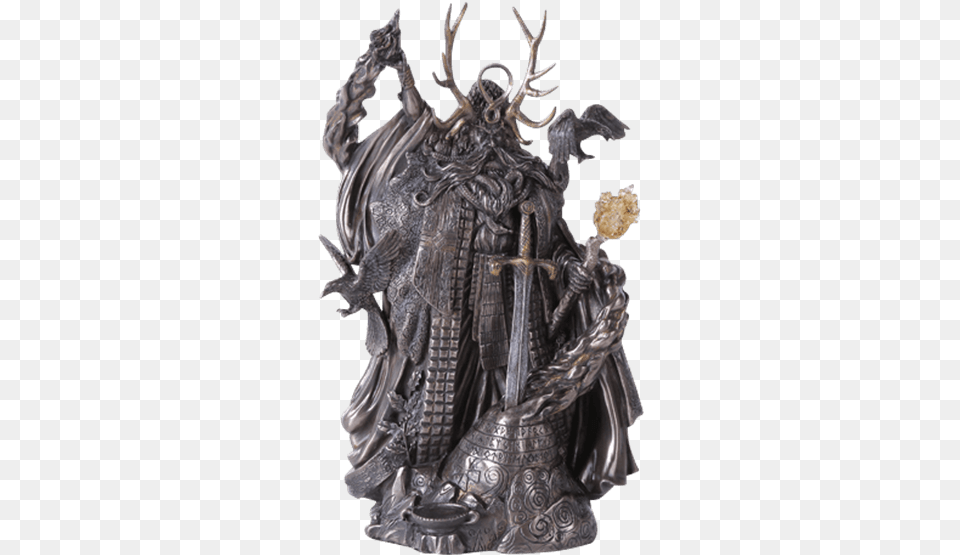 Dark Wizard Merlin Statue Arthur Legend Sorcerer Mighty Merlin Statue, Adult, Bride, Female, Person Png Image