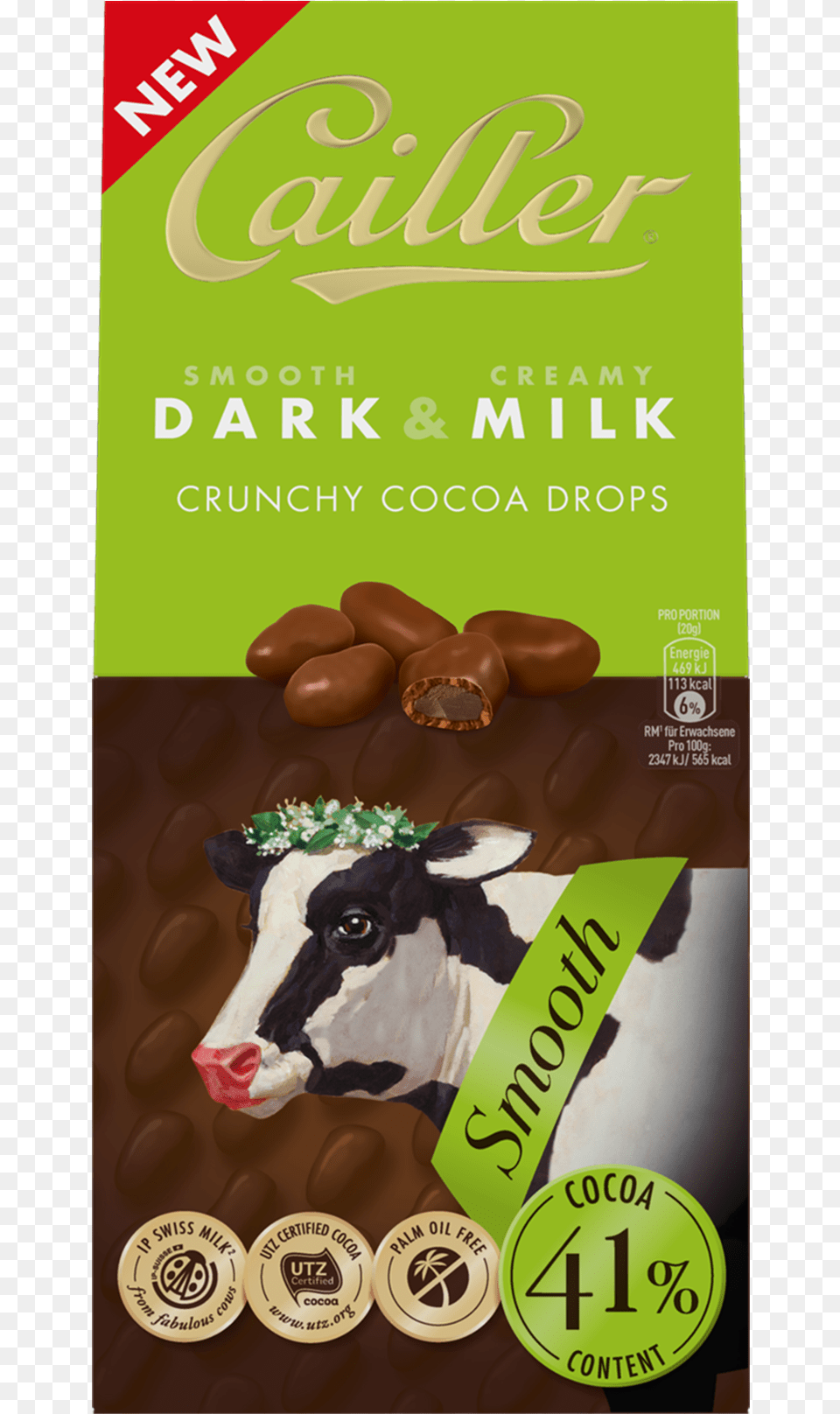 Darkampmilk Crunchy Cocoa Drops 41 Smooth Cacao 80g Cailler Dark And Milk, Advertisement, Animal, Cattle, Livestock Png Image