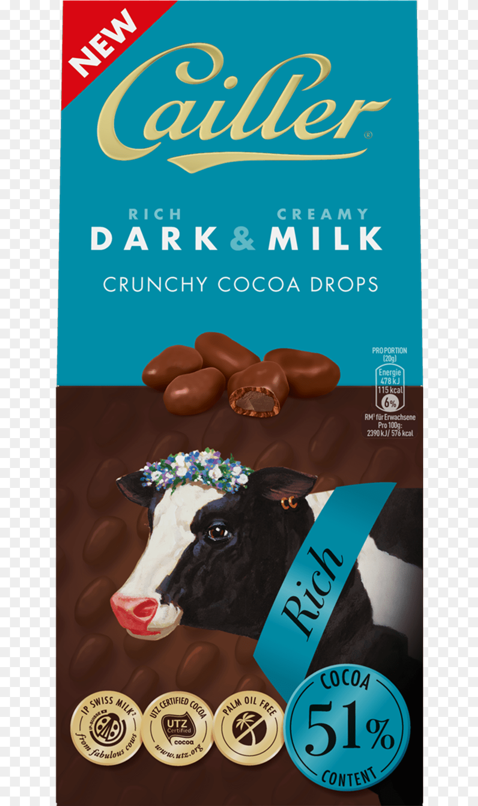 Darkampmilk Crunchy Cocoa Drops 51 Rich Cacao 80g Cailler Crunchy Cocoa Drops, Advertisement, Animal, Cattle, Livestock Png