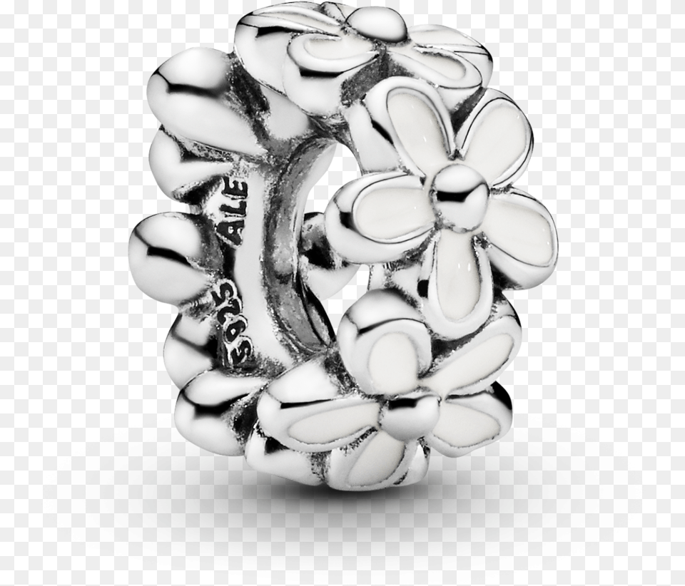 Darling Daisies Spacer Pandora White Flower Charm, Accessories, Earring, Jewelry, Platinum Free Png