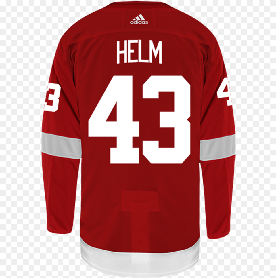 Darren Helm Detroit Red Wings Adidas Authentic Home Nhl Hockey Jersey Long Sleeve, Clothing, First Aid, Shirt Free Png
