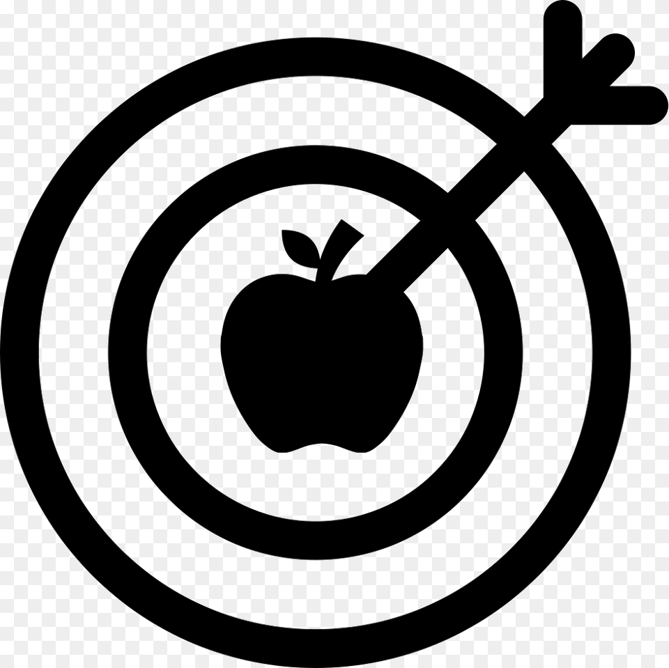 Dart On The Objective Center On An Apple Business Goal Icon, Ammunition, Grenade, Weapon, Food Free Png Download