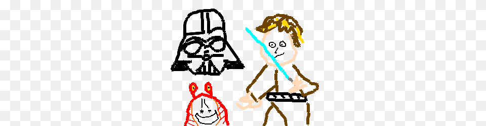 Darth Vader And Luke Skywalker And Shit Drawing, People, Person, Cleaning, Art Png