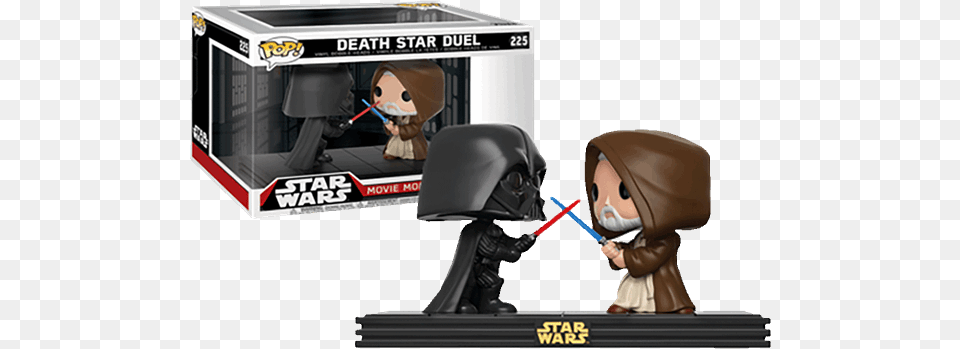 Darth Vader And Obi Wan Kenobi Death Star Duel Movie Figurine Pop Star Wars, Baby, Person, Helmet, Cushion Png