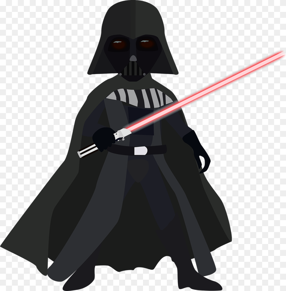 Darth Vader Cartoon Clipart, Fashion, Person, People, Sword Png Image