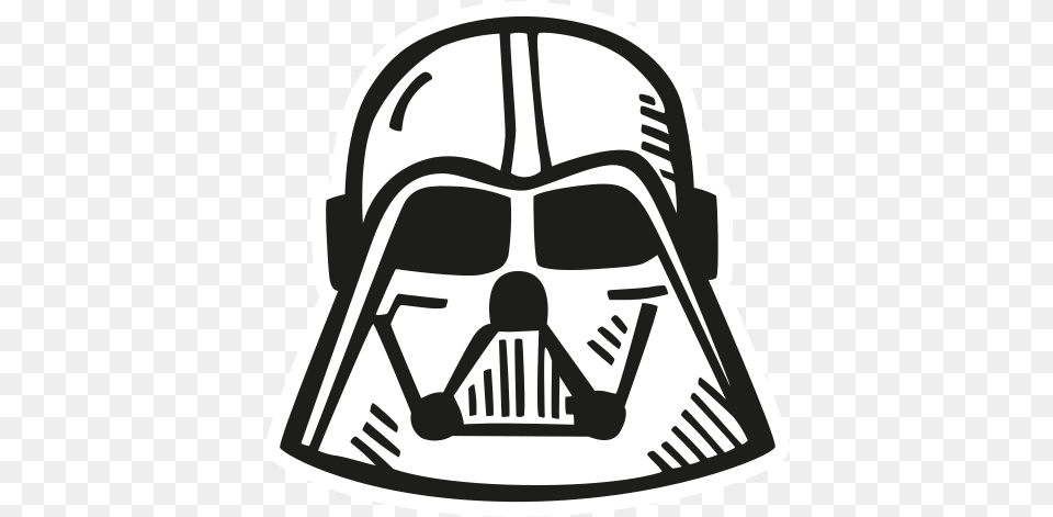 Darth Vader Icon Of Space Hand Drawn Black Sticker Icono Darth Vader, Stencil, Clothing, Hardhat, Helmet Free Png Download