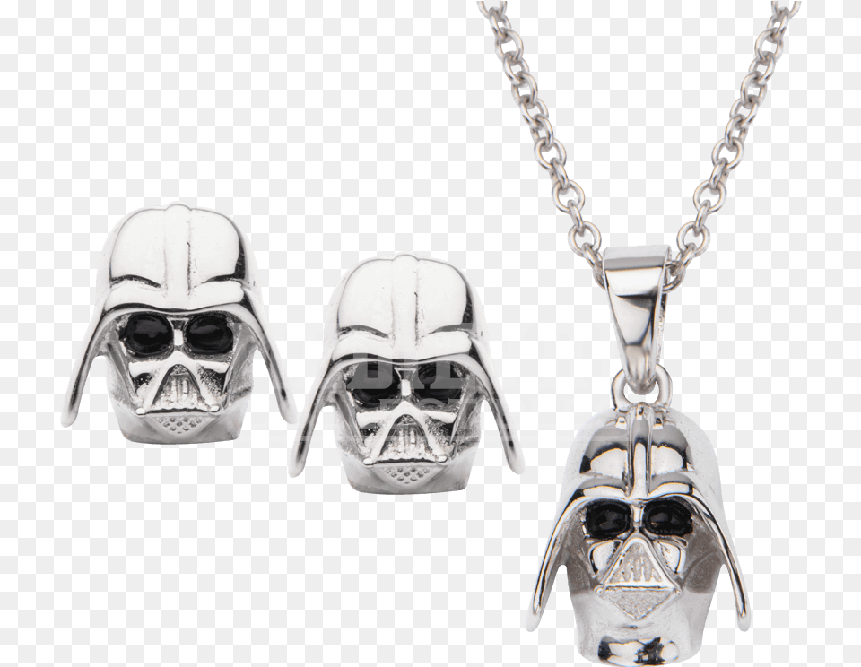 Darth Vader Stud Earrings And Pendant Set Star Wars Sterling Silver 925 Darth Vader Helmet Pendant, Accessories, Necklace, Jewelry, Man Free Png