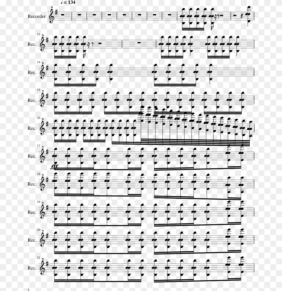 Darude Sandstorm Sheet Music Composed By Darude 2 Of Darude Sandstorm Recorder, Gray Free Png
