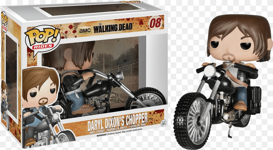 Daryl Dixon Chopper Funko, Wheel, Machine, Person, Face Png Image