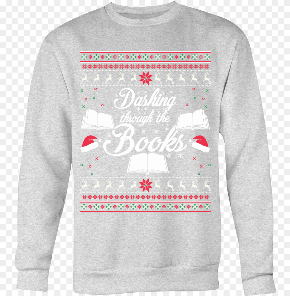 Dashing Through The Books Ugly Christmas Sweater Awesome Funny Xmas T Shirt, Sweatshirt, Clothing, Hoodie, Knitwear Free Png