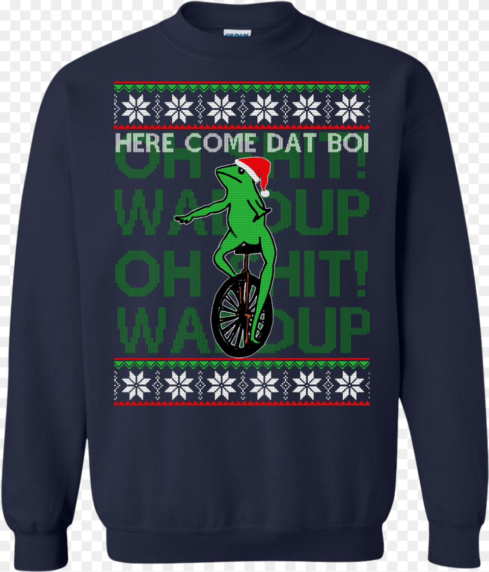 Dat Boi Christmas Sweater Shirt Hoodie Tiny Rick Hd, Clothing, Knitwear, Sweatshirt, Person Free Transparent Png