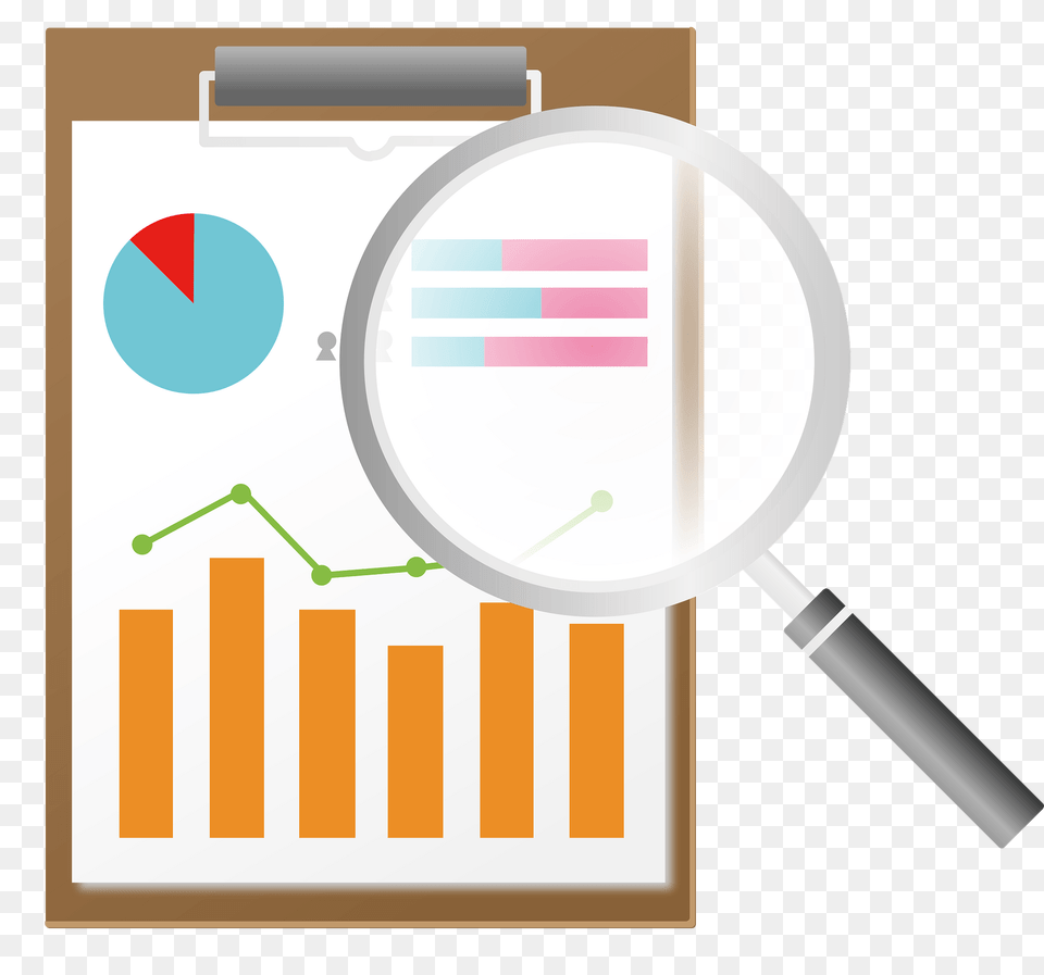Data And Magnifying Glass Clipart Png
