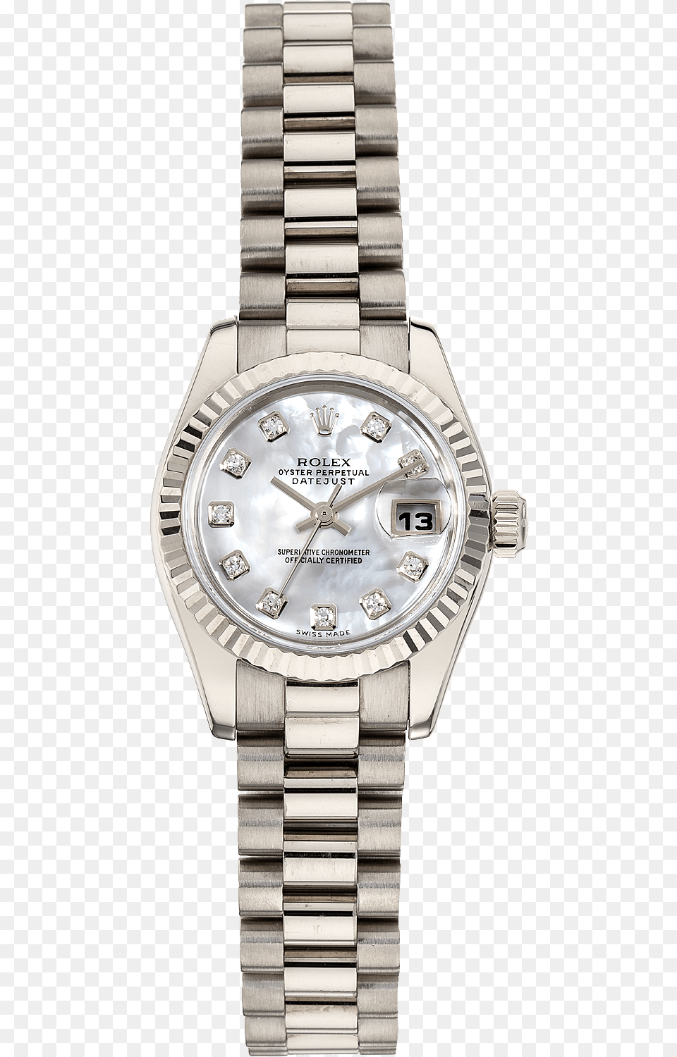 Datejust White Gold Automatic Wenger Watch For Woman, Arm, Body Part, Person, Wristwatch Free Transparent Png