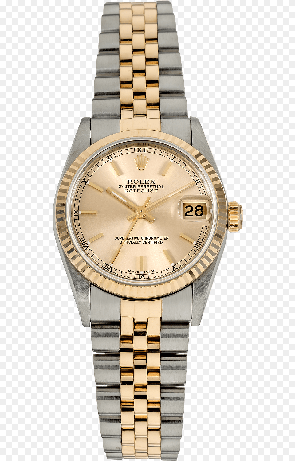 Datejust Yellow Gold And Stainless Steel Automatic Rolex Full Diamond Watch, Arm, Body Part, Person, Wristwatch Free Png