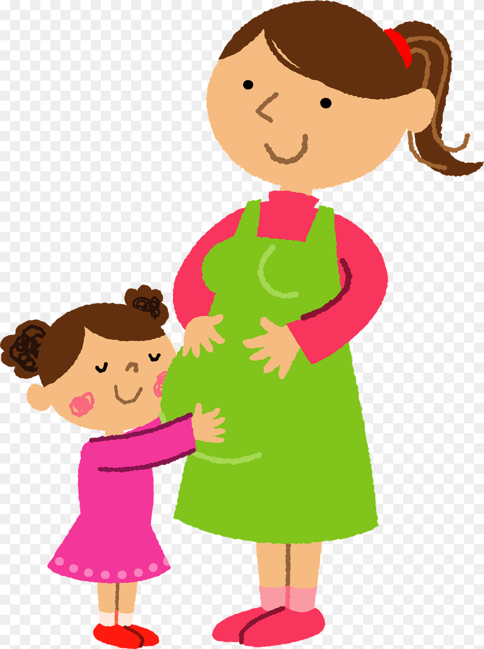 Daughter Is Hugging Pregnant Mother Clipart, Clothing, Dress, Baby, Person Png Image