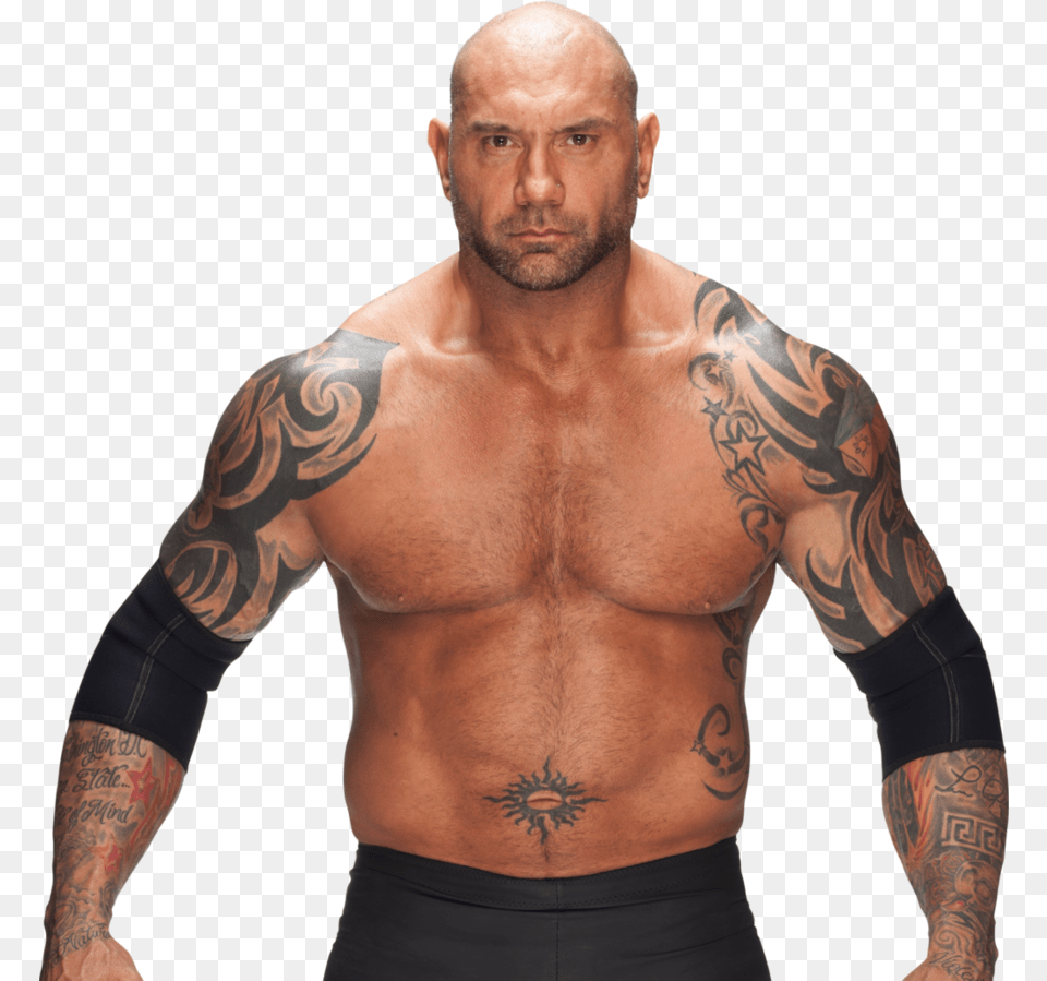 Dave Bautista Front View Batista Wwe, Tattoo, Skin, Person, Man Free Png