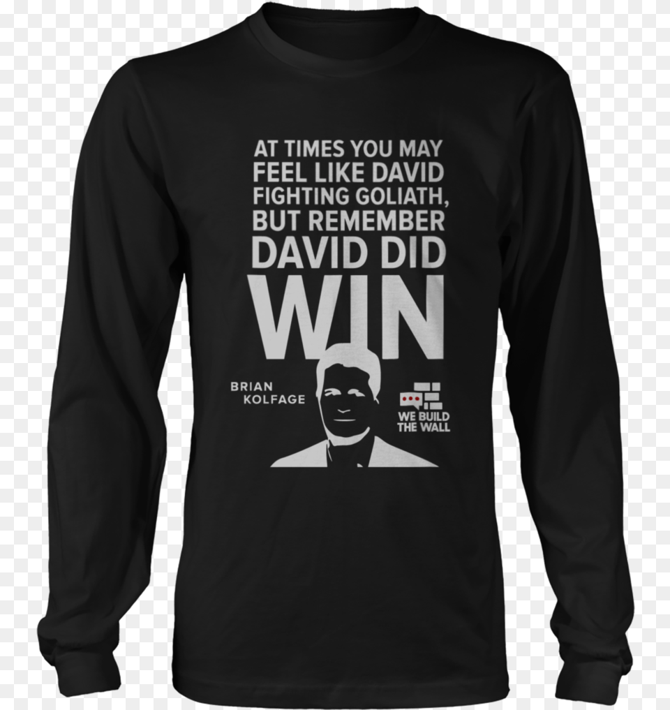 David And Goliath White Long Sleeve Shirt Bad Wolves T Shirt, T-shirt, Clothing, Long Sleeve, Person Free Png Download