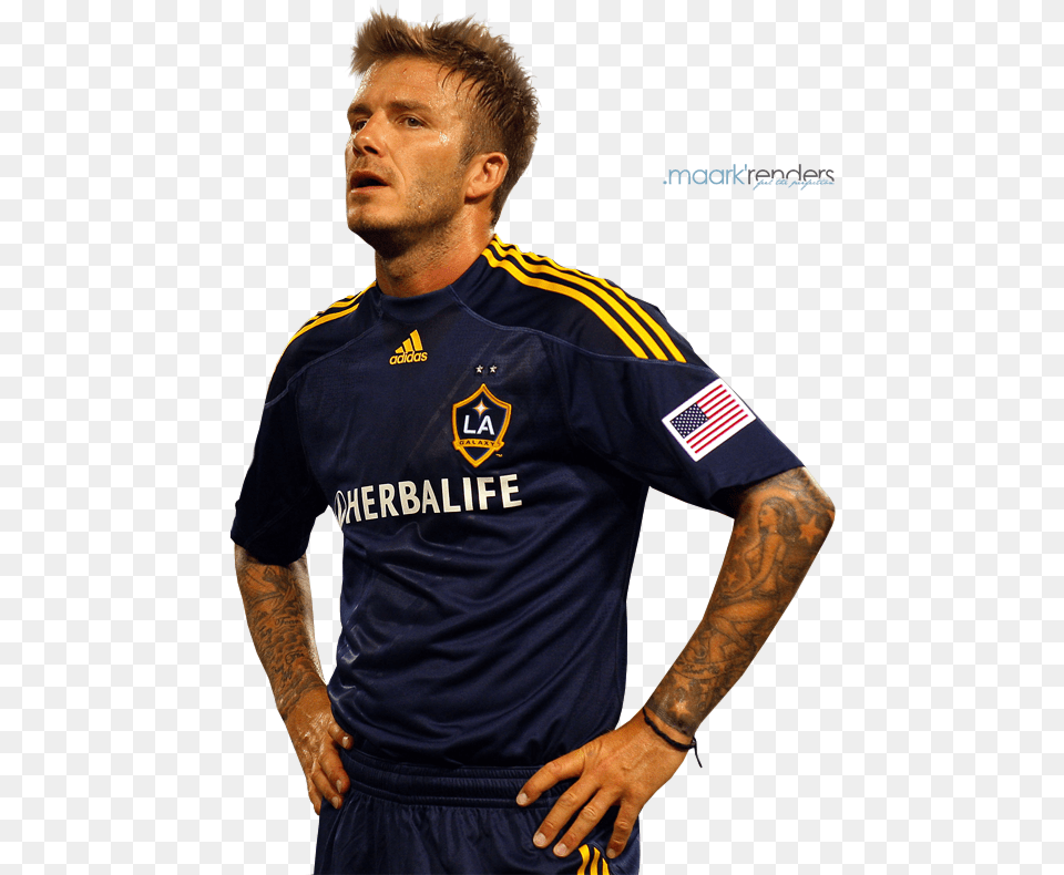 David Beckham La Galaxy, Tattoo, Clothing, Skin, Shirt Free Png Download