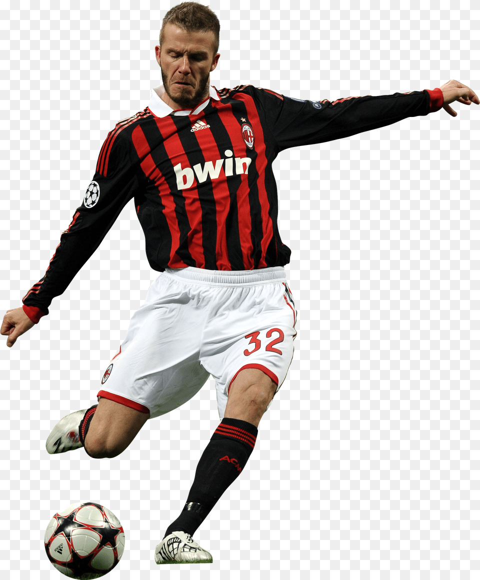 David Beckhamrender Ac Milan Player, Ball, Sphere, Soccer Ball, Soccer Free Transparent Png