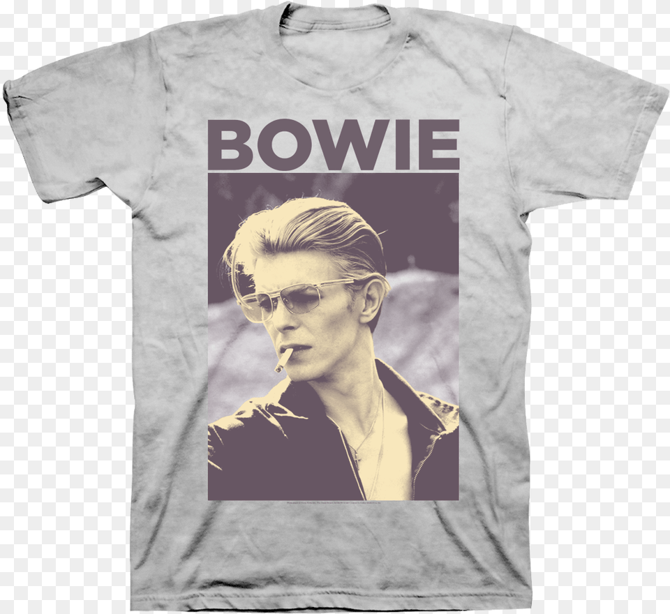 David Bowie Smoking Silver Grey T Shirt David Bowie Smoking T Shirt, T-shirt, Person, Man, Male Png