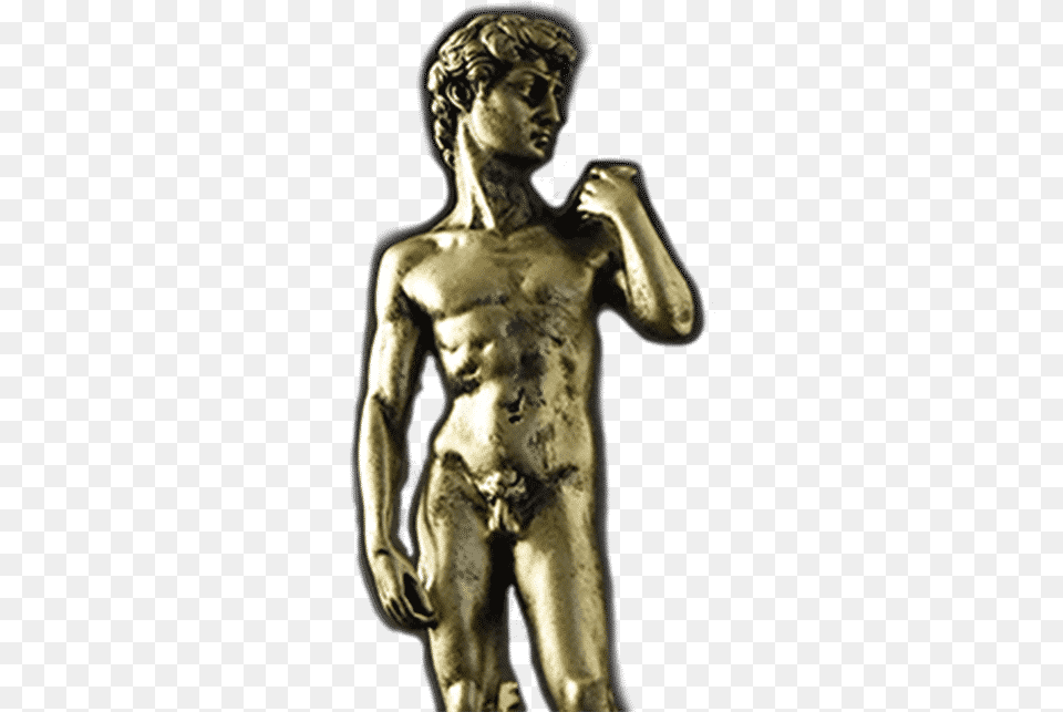 David By Michelangelo Gold Paint And Glazed 29 Cm Statue, Bronze, Adult, Male, Man Png