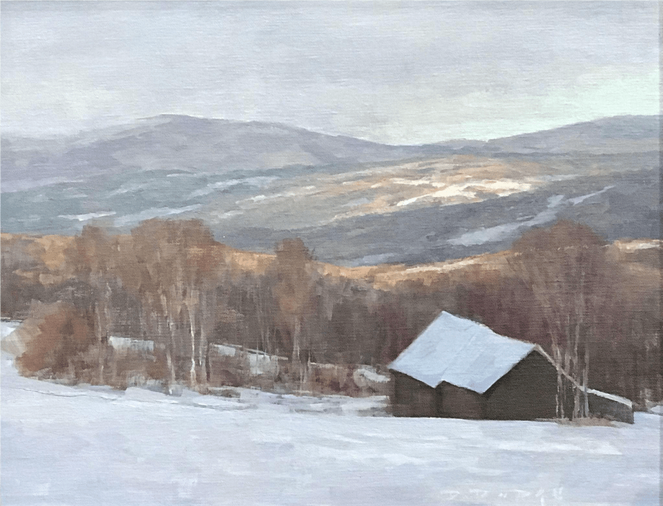 David Dodge Winter Landscape Oil Painting Vermont Landscape Painting, Architecture, Rural, Outdoors, Nature Free Png Download