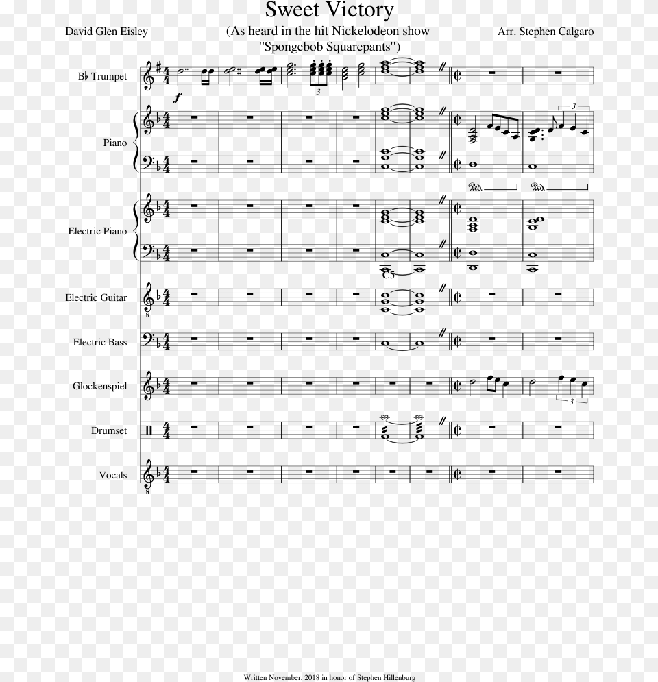 David Glen Eisley Sheet Music For Piano Trumpet Guitar Sweet Victory Piano Sheet Music, Gray Png