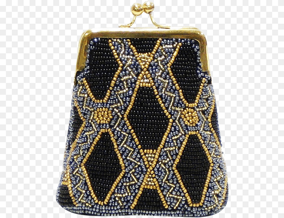 David Jeffery Coin Bag Black Gold Navy Beads Amp Clear Coin Purse, Accessories, Handbag Png Image