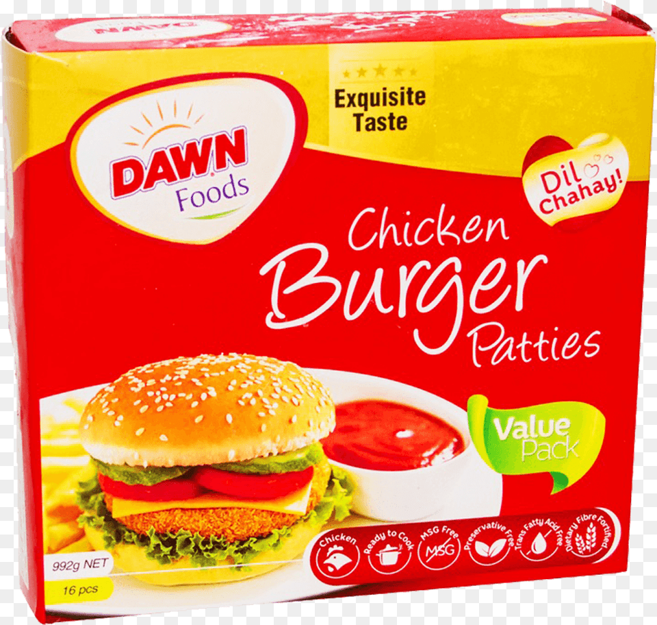 Dawn Chicken Burger Patties 16 Pcs Pack 992 Gm Burger Patty Packs, Food, Ketchup Free Png Download